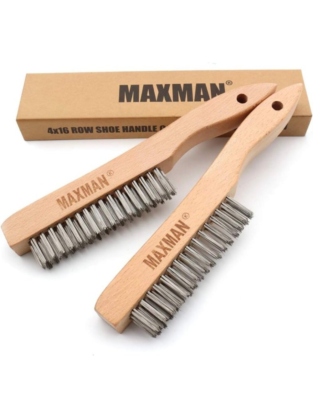 Heavy Duty Stainless Steel Wire Brush Set - Rust & Paint Removal, 10" Handle, 2